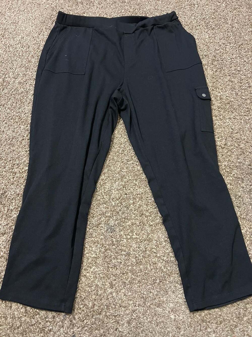 Susan Graver Weekend Black Cargo Utility Ankle Pants Size 1X